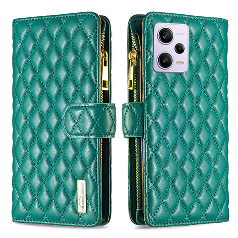 Funda de Cuero Cartera con Soporte Carcasa B12F para Xiaomi Redmi Note 12 Pro 5G Verde