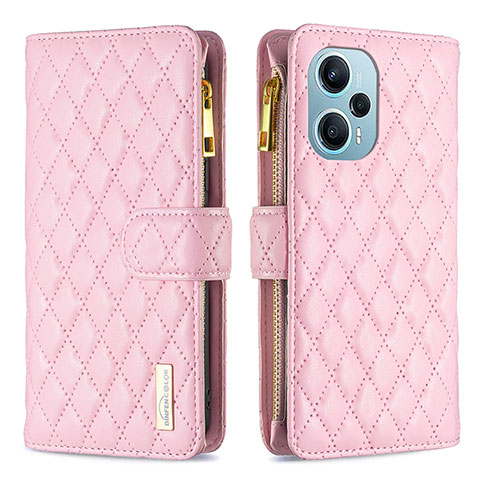 Funda de Cuero Cartera con Soporte Carcasa B12F para Xiaomi Redmi Note 12 Turbo 5G Oro Rosa