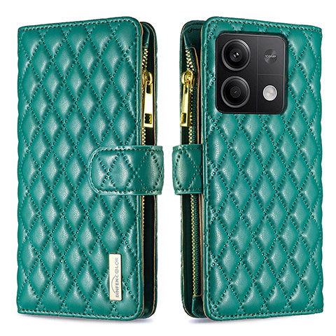 Funda de Cuero Cartera con Soporte Carcasa B12F para Xiaomi Redmi Note 13 5G Verde