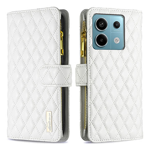 Funda de Cuero Cartera con Soporte Carcasa B12F para Xiaomi Redmi Note 13 Pro 5G Blanco