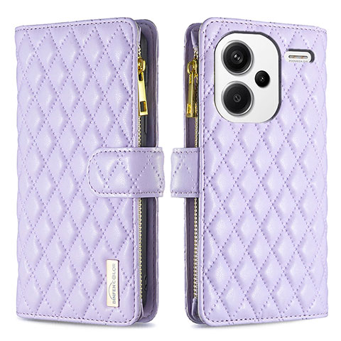 Funda de Cuero Cartera con Soporte Carcasa B12F para Xiaomi Redmi Note 13 Pro+ Plus 5G Morado