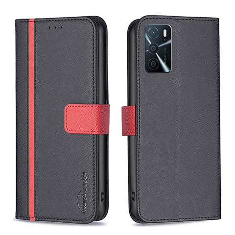 Funda de Cuero Cartera con Soporte Carcasa B13F para Oppo A54s Negro