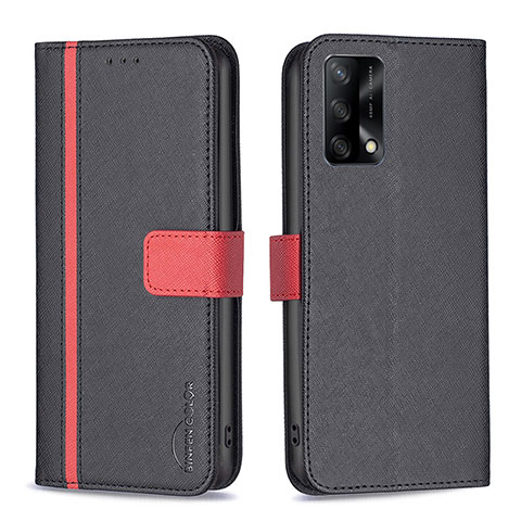 Funda de Cuero Cartera con Soporte Carcasa B13F para Oppo A95 4G Negro