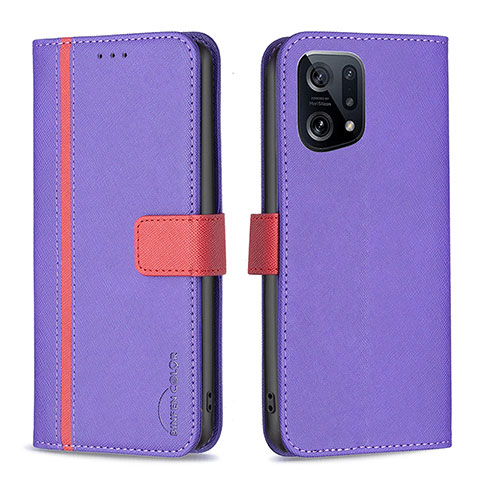 Funda de Cuero Cartera con Soporte Carcasa B13F para Oppo Find X5 5G Morado