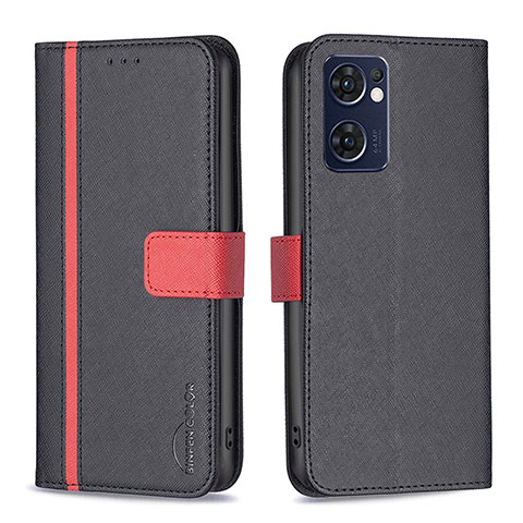 Funda de Cuero Cartera con Soporte Carcasa B13F para Oppo Find X5 Lite 5G Negro