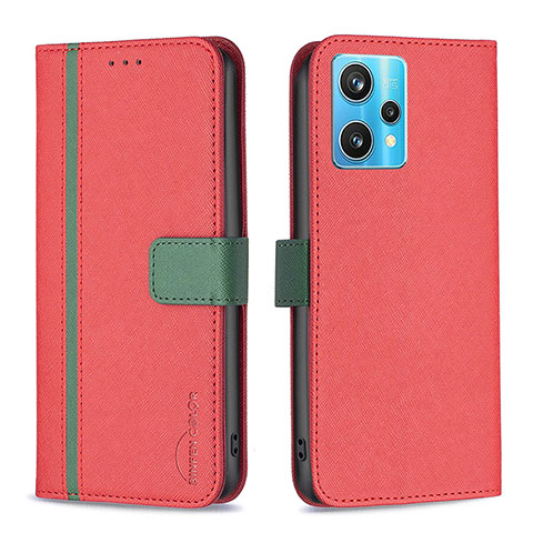 Funda de Cuero Cartera con Soporte Carcasa B13F para Realme 9 4G Rojo