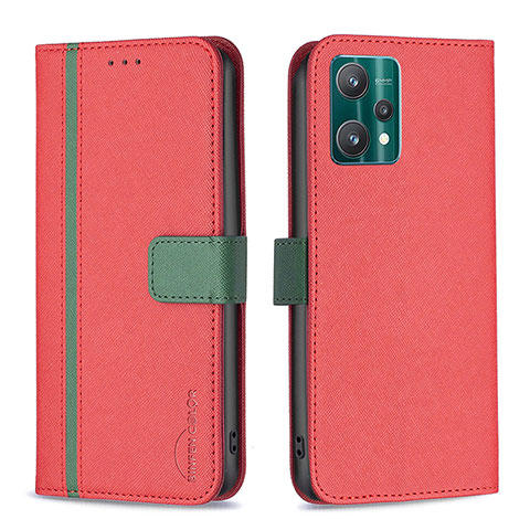 Funda de Cuero Cartera con Soporte Carcasa B13F para Realme 9 5G Rojo