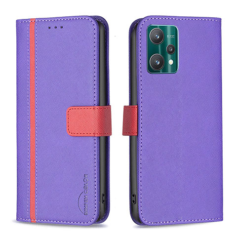 Funda de Cuero Cartera con Soporte Carcasa B13F para Realme 9 Pro 5G Morado