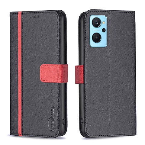 Funda de Cuero Cartera con Soporte Carcasa B13F para Realme 9i 4G Negro