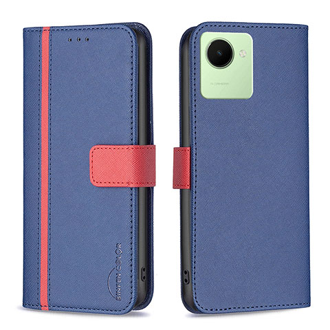 Funda de Cuero Cartera con Soporte Carcasa B13F para Realme C30 Azul