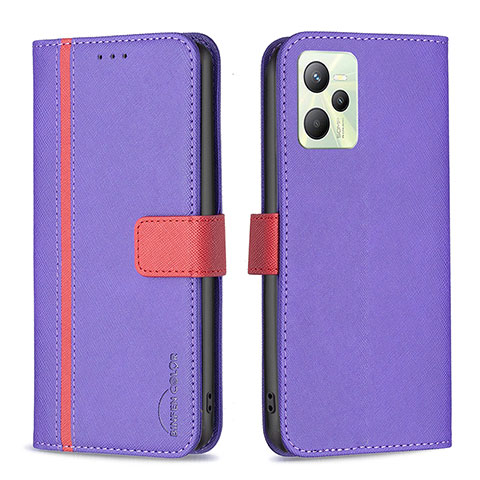 Funda de Cuero Cartera con Soporte Carcasa B13F para Realme Narzo 50A Prime Morado