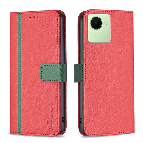 Funda de Cuero Cartera con Soporte Carcasa B13F para Realme Narzo 50i Prime Rojo