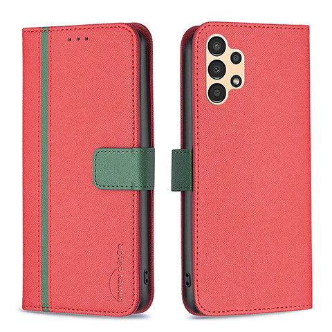 Funda de Cuero Cartera con Soporte Carcasa B13F para Samsung Galaxy A13 4G Rojo