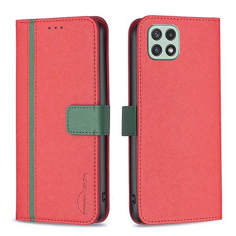 Funda de Cuero Cartera con Soporte Carcasa B13F para Samsung Galaxy A22s 5G Rojo