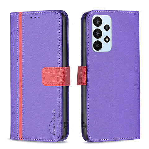 Funda de Cuero Cartera con Soporte Carcasa B13F para Samsung Galaxy A23 4G Morado