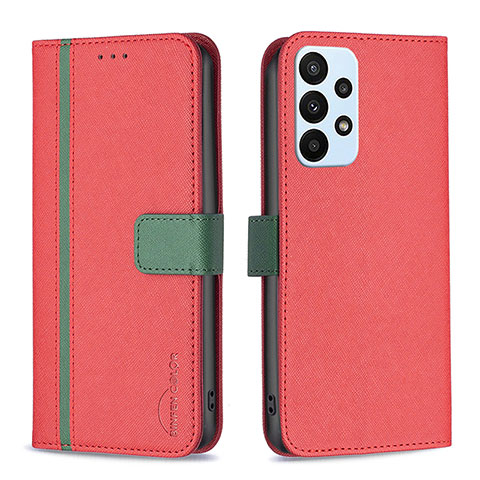 Funda de Cuero Cartera con Soporte Carcasa B13F para Samsung Galaxy A23 4G Rojo