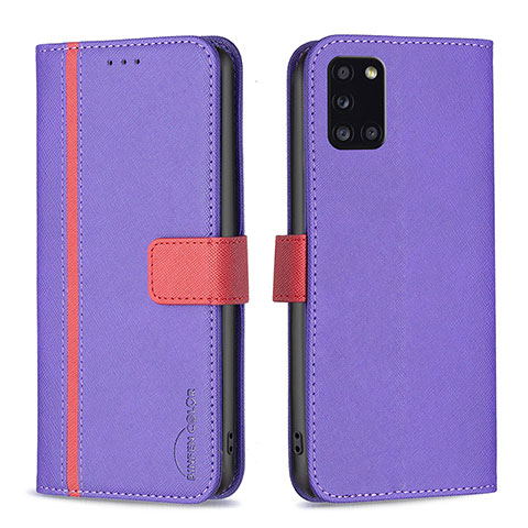 Funda de Cuero Cartera con Soporte Carcasa B13F para Samsung Galaxy A31 Morado