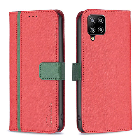 Funda de Cuero Cartera con Soporte Carcasa B13F para Samsung Galaxy A42 5G Rojo