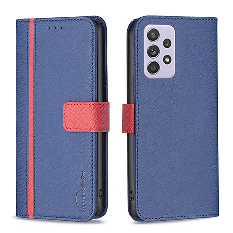 Funda de Cuero Cartera con Soporte Carcasa B13F para Samsung Galaxy A52 4G Azul