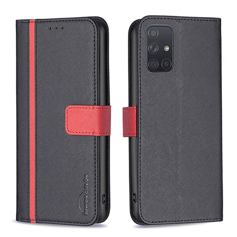 Funda de Cuero Cartera con Soporte Carcasa B13F para Samsung Galaxy A71 5G Negro