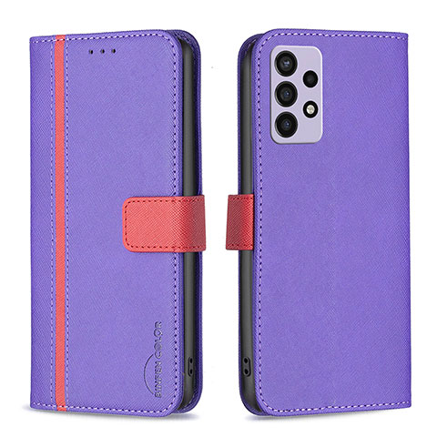 Funda de Cuero Cartera con Soporte Carcasa B13F para Samsung Galaxy A72 4G Morado