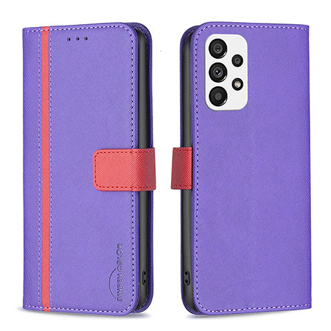 Funda de Cuero Cartera con Soporte Carcasa B13F para Samsung Galaxy A73 5G Morado