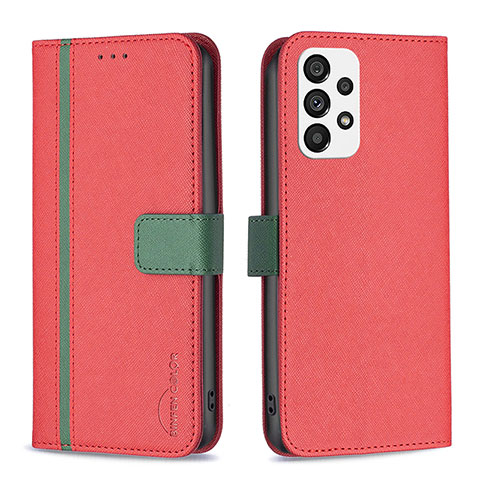 Funda de Cuero Cartera con Soporte Carcasa B13F para Samsung Galaxy A73 5G Rojo