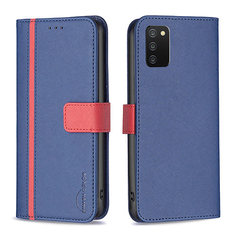 Funda de Cuero Cartera con Soporte Carcasa B13F para Samsung Galaxy M02s Azul