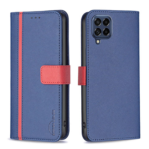 Funda de Cuero Cartera con Soporte Carcasa B13F para Samsung Galaxy M53 5G Azul