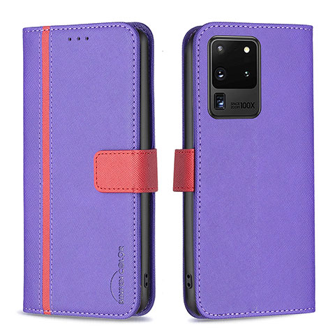 Funda de Cuero Cartera con Soporte Carcasa B13F para Samsung Galaxy S20 Ultra 5G Morado