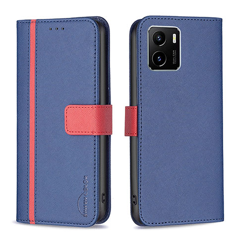 Funda de Cuero Cartera con Soporte Carcasa B13F para Vivo Y10 t1 Azul