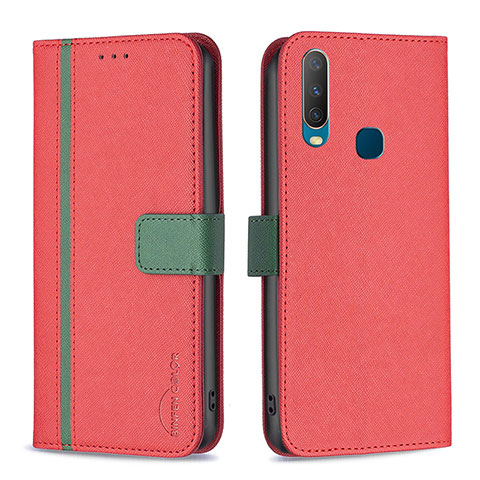 Funda de Cuero Cartera con Soporte Carcasa B13F para Vivo Y11 Rojo