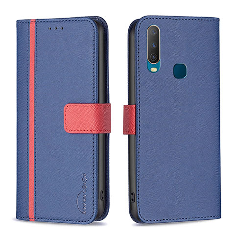 Funda de Cuero Cartera con Soporte Carcasa B13F para Vivo Y17 Azul