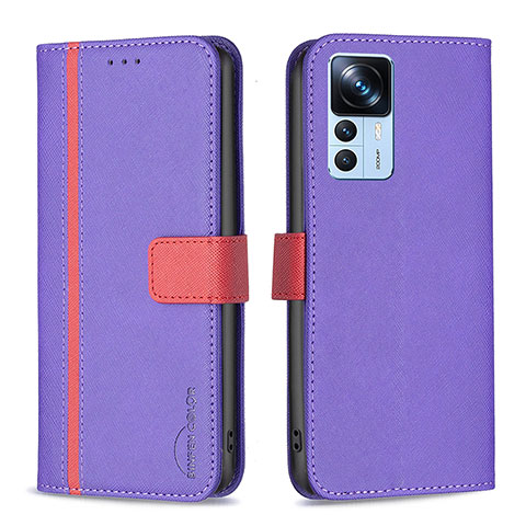 Funda de Cuero Cartera con Soporte Carcasa B13F para Xiaomi Mi 12T 5G Morado