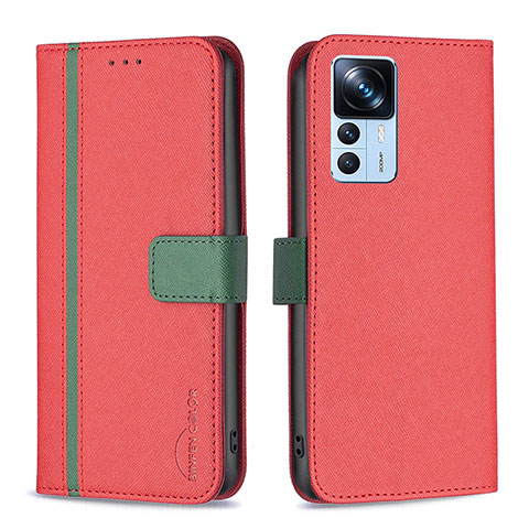 Funda de Cuero Cartera con Soporte Carcasa B13F para Xiaomi Mi 12T 5G Rojo