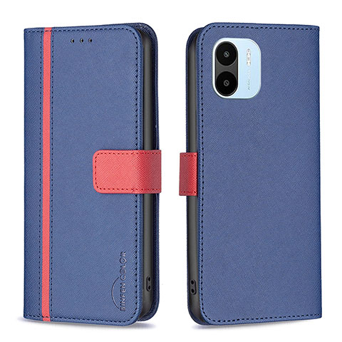 Funda de Cuero Cartera con Soporte Carcasa B13F para Xiaomi Poco C50 Azul