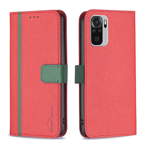 Funda de Cuero Cartera con Soporte Carcasa B13F para Xiaomi Poco M5S Rojo