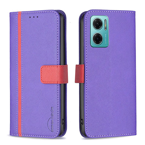 Funda de Cuero Cartera con Soporte Carcasa B13F para Xiaomi Redmi 11 Prime 5G Morado