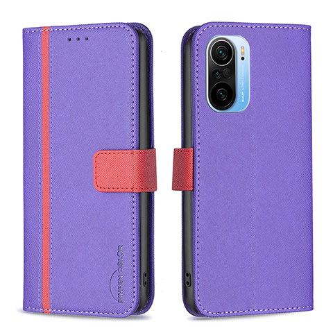 Funda de Cuero Cartera con Soporte Carcasa B13F para Xiaomi Redmi K40 Pro 5G Morado