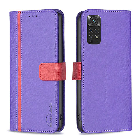 Funda de Cuero Cartera con Soporte Carcasa B13F para Xiaomi Redmi Note 11 4G (2022) Morado