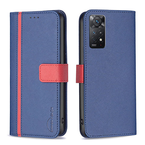 Funda de Cuero Cartera con Soporte Carcasa B13F para Xiaomi Redmi Note 11 Pro 4G Azul