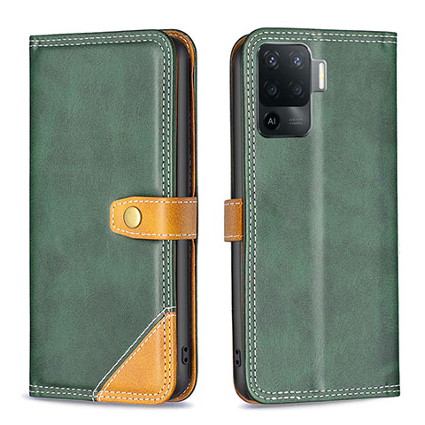 Funda de Cuero Cartera con Soporte Carcasa B14F para Oppo A94 4G Verde