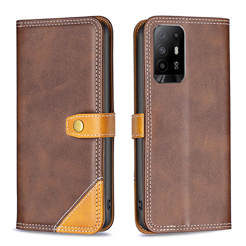 Funda de Cuero Cartera con Soporte Carcasa B14F para Oppo A94 5G Marron