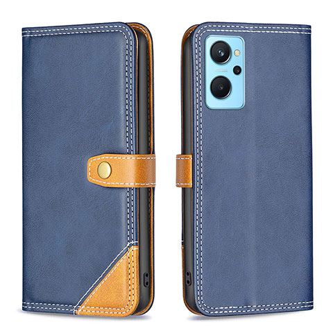 Funda de Cuero Cartera con Soporte Carcasa B14F para Oppo A96 4G Azul