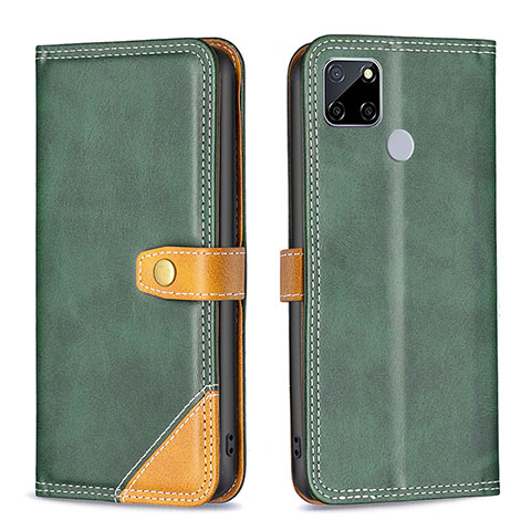 Funda de Cuero Cartera con Soporte Carcasa B14F para Realme C12 Verde