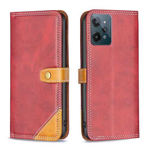 Funda de Cuero Cartera con Soporte Carcasa B14F para Realme C31 Rojo