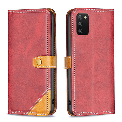 Funda de Cuero Cartera con Soporte Carcasa B14F para Samsung Galaxy A03s Rojo