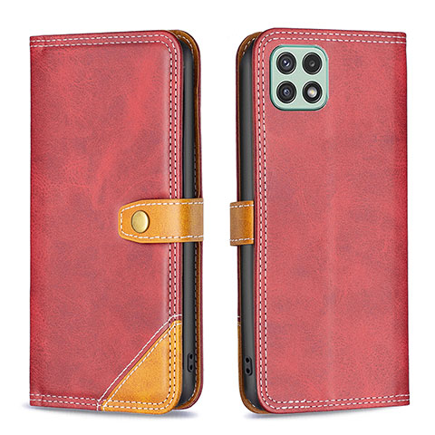 Funda de Cuero Cartera con Soporte Carcasa B14F para Samsung Galaxy A22s 5G Rojo