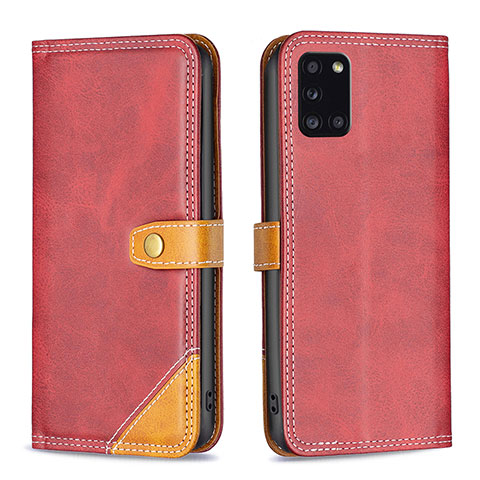 Funda de Cuero Cartera con Soporte Carcasa B14F para Samsung Galaxy A31 Rojo