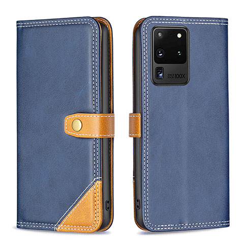 Funda de Cuero Cartera con Soporte Carcasa B14F para Samsung Galaxy S20 Ultra 5G Azul